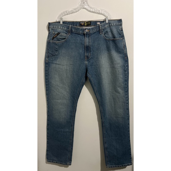 Ariat Rebar M5 Straight Leg Jean Men’s 42x35.5 Blue Edgewood Denim - Picture 2 of 16